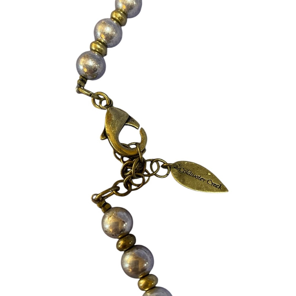 Vintage Round Bead Necklace Silver & Gold - Picture 5 of 5